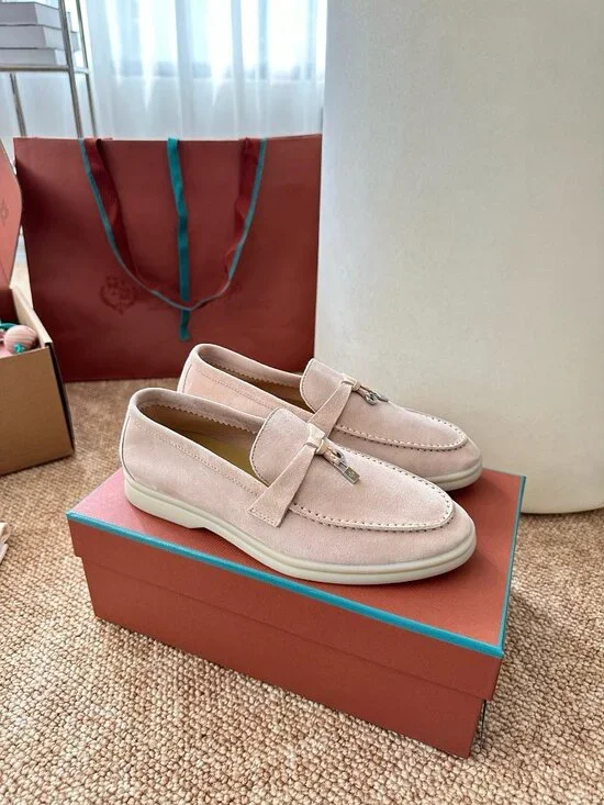 Loro Piana Suede Loafers with Charm Decor - Elegant Comfort - Picture 3 of 8